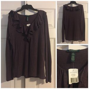 NWT Lauren Ralph Lauren purple ruffle shirt
